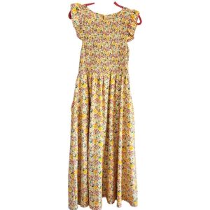 Code x Mode Large Floral Mutlicolor smocked Midi Dress